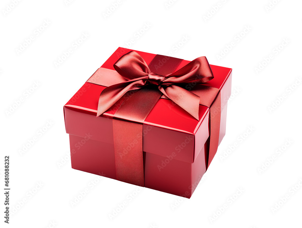Fototapeta premium Elegant Red Gift Box, isolated on a transparent or white background