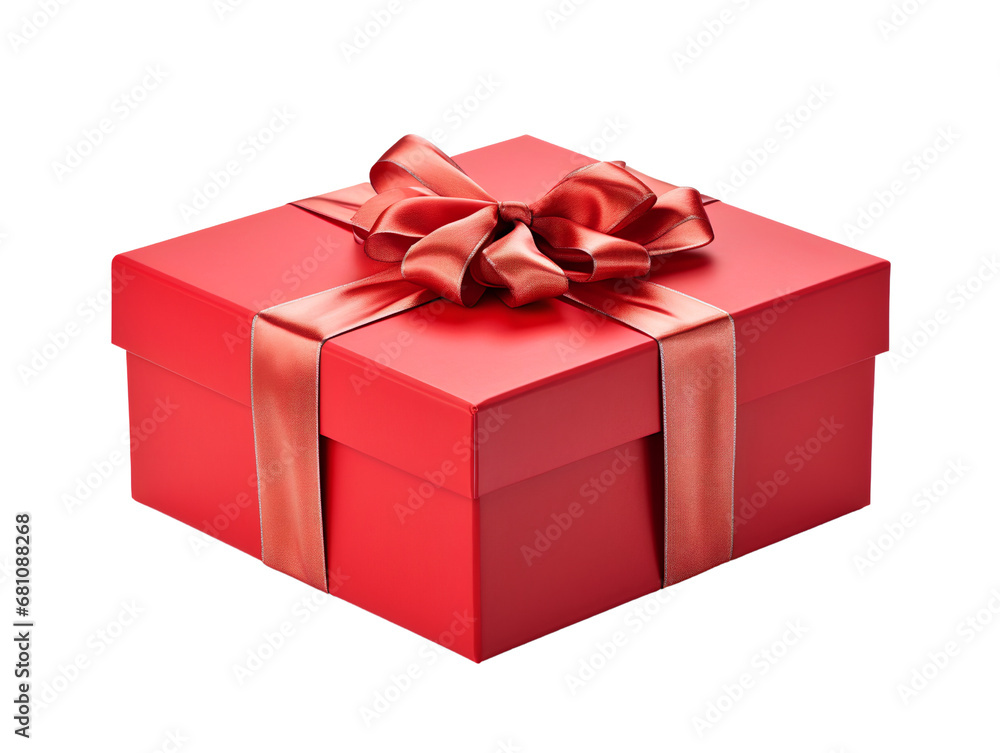 Elegant Red Gift Box, isolated on a transparent or white background Elegant Red Gift Box, isolated on a transparent or white background