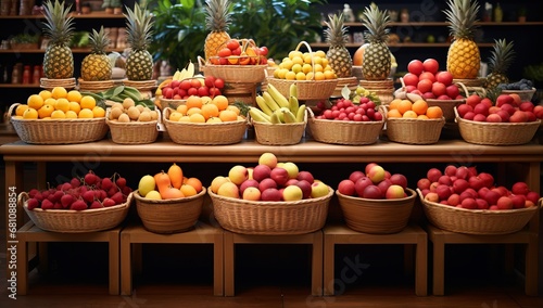 A Colorful Array of Fruit-Filled Baskets