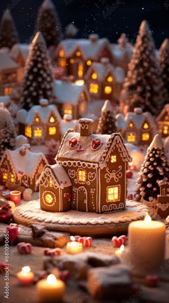 Magical Christmas village of ginger cookies and sweets