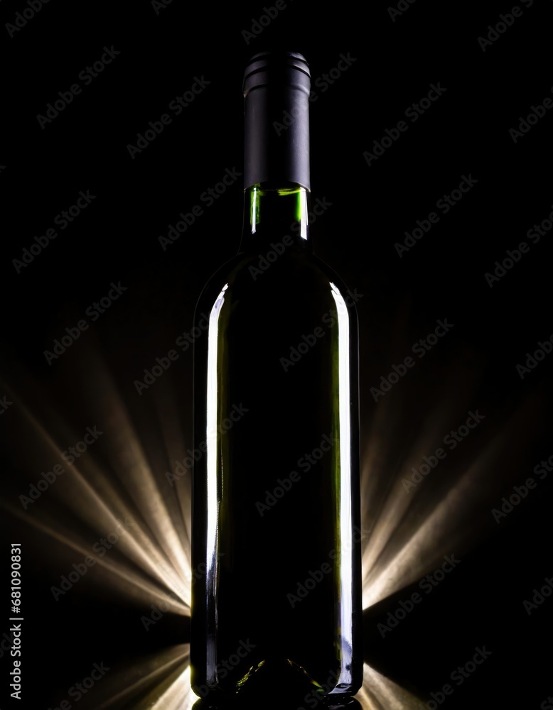 Élégance Sombre : Bouteille de Vin et Jeu de Lumière