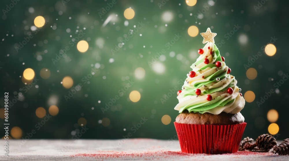 Fantastic cupcake with sweet Christmas tree on top Fantastic cupcake with sweet Christmas tree on top