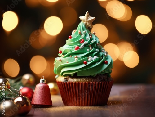 Fantastic cupcake with sweet Christmas tree on top