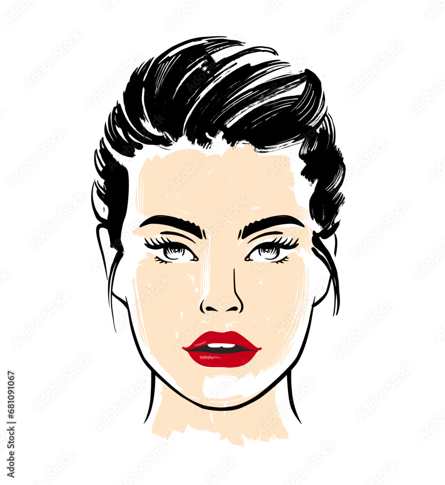 Portrait of beautiful young woman vector. Glamour fashion beauty face Portrait of beautiful young woman vector. Glamour fashion beauty face