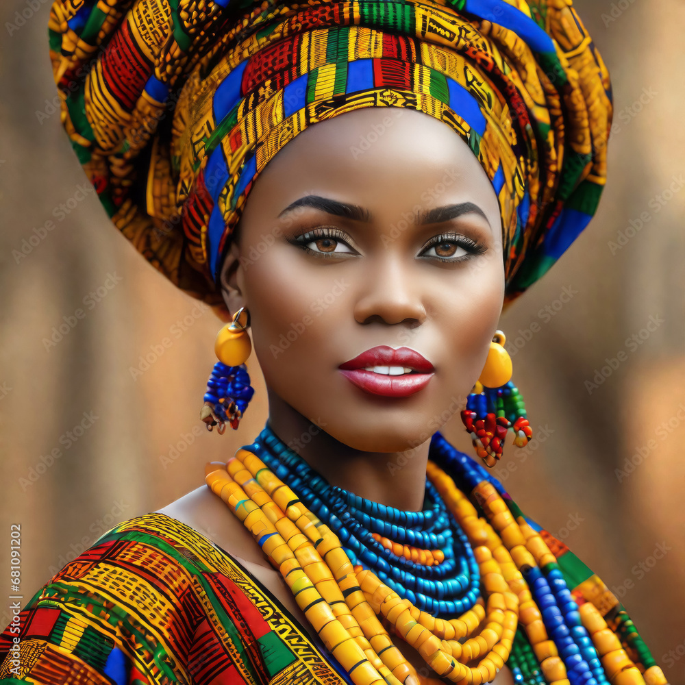 afrikanische Frau, traditioneller gegen modernen Kleidungsstil, generated image