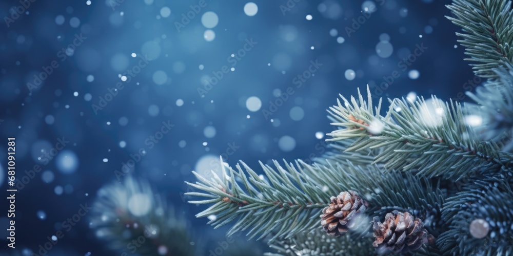 A close-up view of a pine tree covered in snow. This image captures the beauty and tranquility of a winter landscape. Perfect for winter-themed projects or nature-related designs