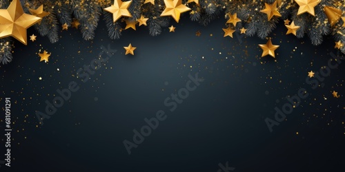 A black background featuring gold stars and snowflakes. Perfect for adding a touch of elegance and festive spirit to any project