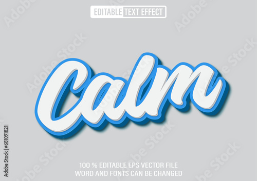 3d editable text style effect - Calm blue template with blue color
