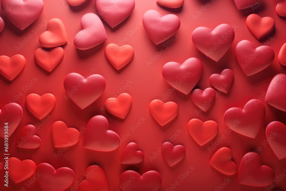 A picture featuring numerous red hearts on a vibrant red background. Ideal for expressing love and affection in various contexts.