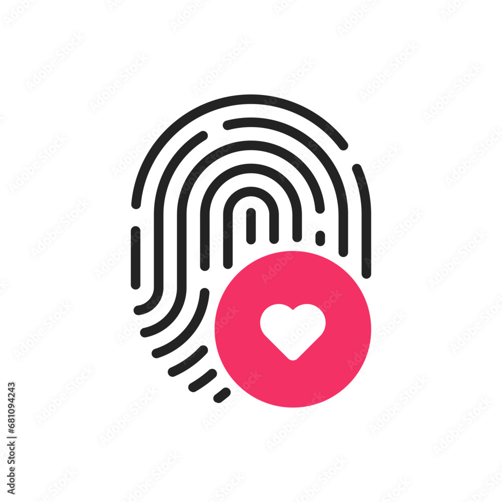 fingerprint icon with heart like medical scan fingerprint icon with heart like medical scan