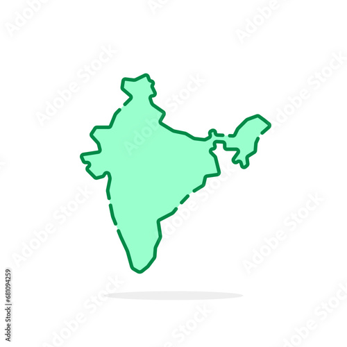 green linear simple india map icon