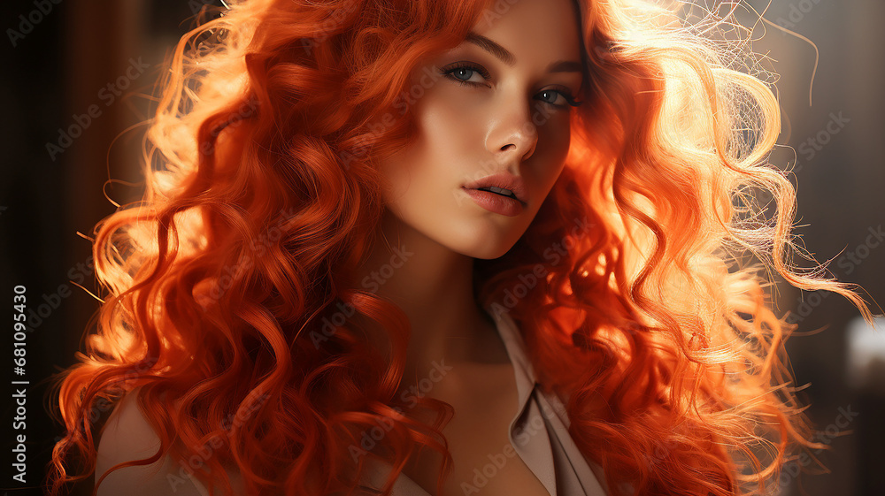 Portrait of a young beautiful girl with a curly hairstyle Portrait of a young beautiful girl with a curly hairstyle