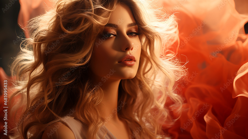 Fototapeta premium Portrait of a young beautiful blonde woman
