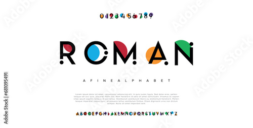 Roman Modern abstract digital alphabet font. Minimal technology typography, Creative urban sport fashion futuristic font and with numbers. vector illustration