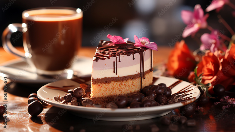 Conceptual still life with sweet dessert - cakes and drinks Conceptual still life with sweet dessert - cakes and drinks