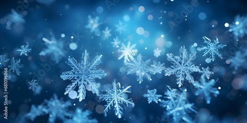 Blue abstract snowflakes background
