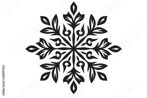 Winter Snowflake, Snow Design of Ice Crystal, Template for plotter laser cutting of paper, metal engraving, sign,  wood carving, cnc, Generative AI