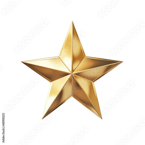 Metallic golden star isolated on a transparent background as transparent PNG  generative AI