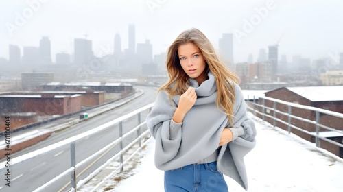 Beautiful woman portrait photography, photo, pretty girl, winter fashion