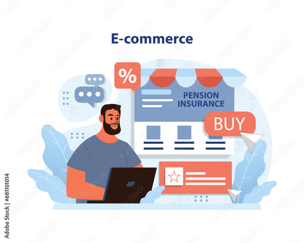 E-commerce Platform Dynamics. A satisfied shopper utilizes online deals, symbolizing the ease and convenience of modern digital purchasing. Flat vector illustration.