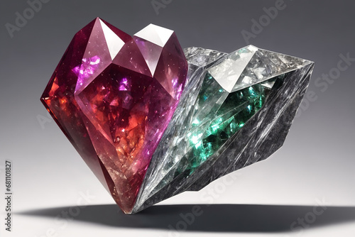 Composition of several crystals and gemstones of various colors. Natural minerals. A druse of precious stones. Generative AI