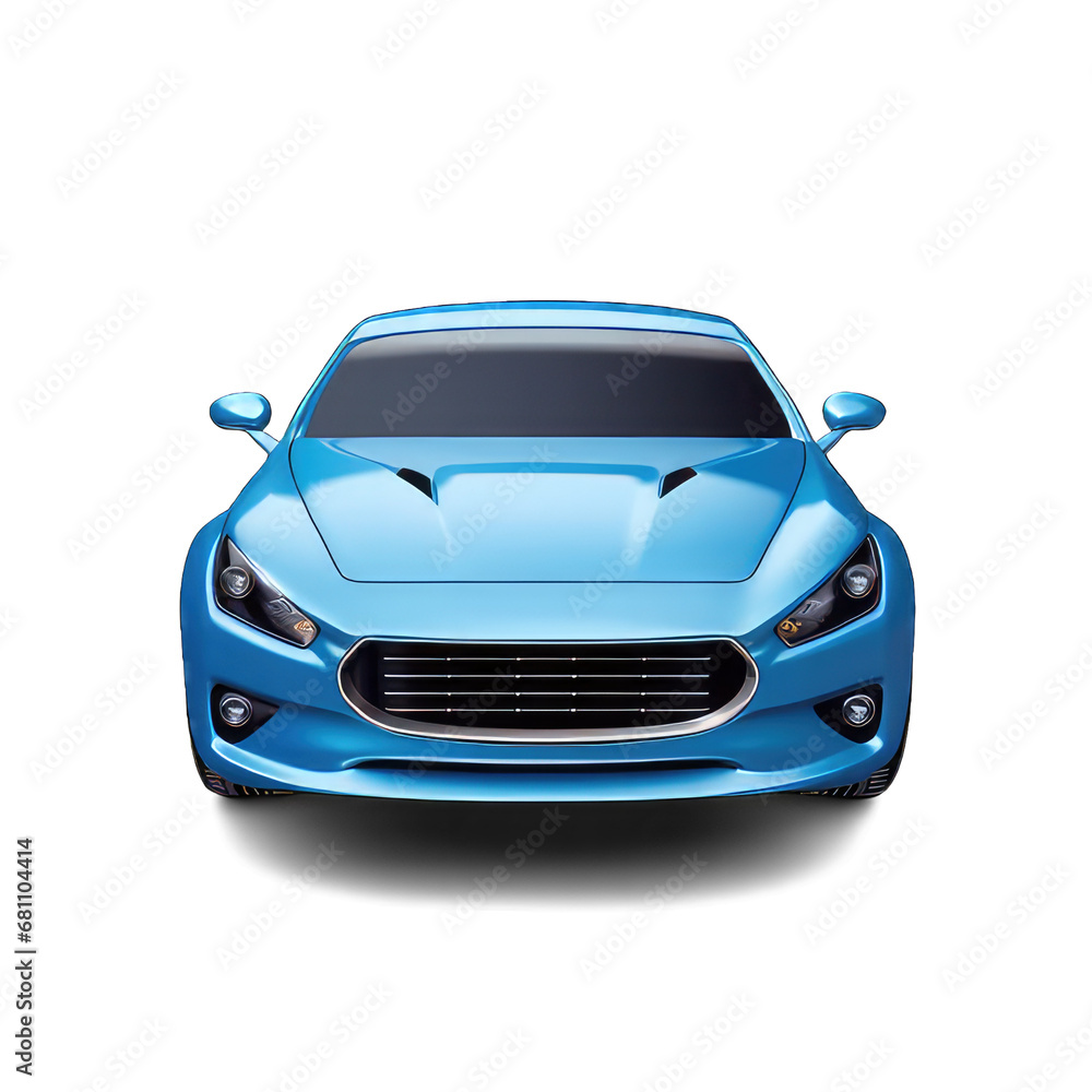 blue sport car on transparent background