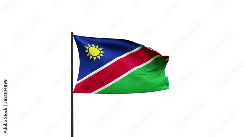 Namibia flag waving on green screen background. 3D Rendering animation video footage. High quality 4K resolution Namibia flag waving on green screen background. 3D Rendering animation video footage. High quality 4K resolution