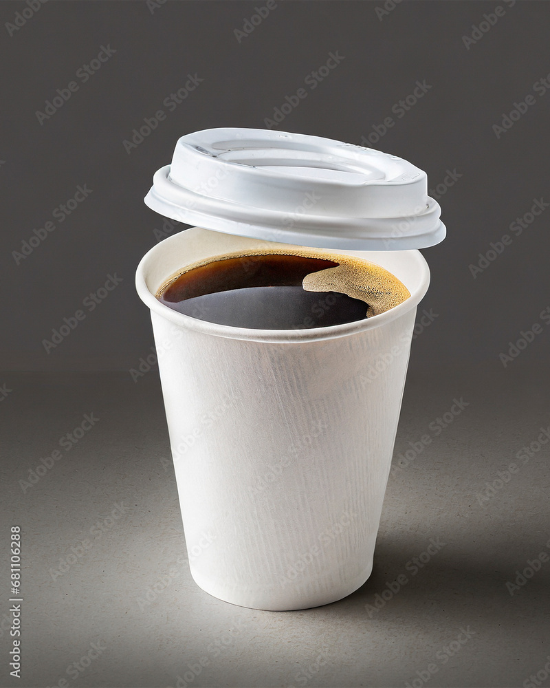 paper coffee cup with dark coffee on dark background paper coffee cup with dark coffee on dark background