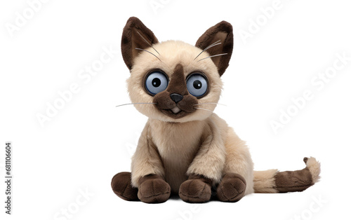 Siamese Stalker Stuffed Kitty Slinking Plush Toy on a White or Clear Surface PNG Transparent Background