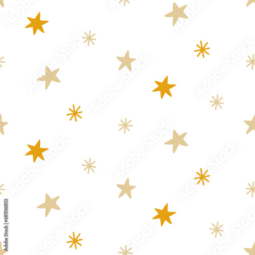 Christmas Stars Vector Seamless Pattern Background