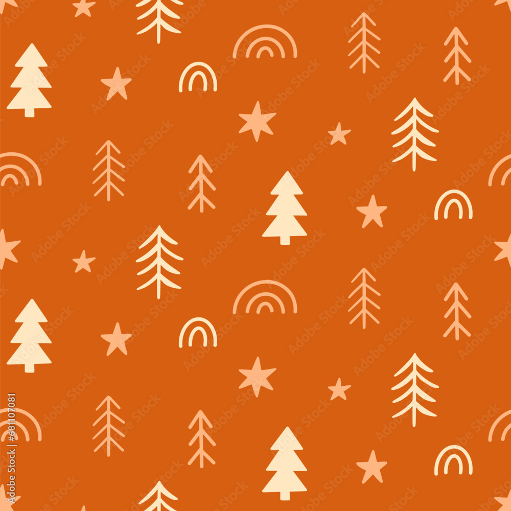 Obraz premium Christmas Trees Seasonal Vector Seamless Pattern 