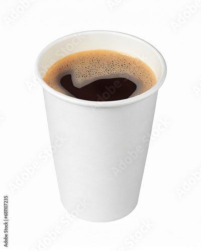 paper coffee cup with dark coffee isolated on white background