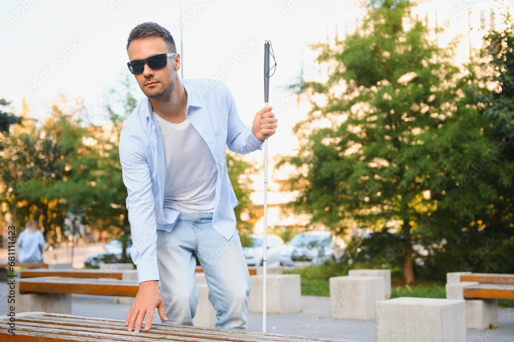 Blind man with a walking stick. Blind man with a walking stick.