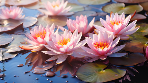 pink water lilies in the water