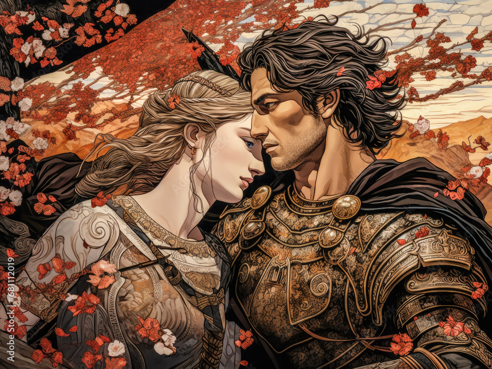 Illustration of Alexander the Great with his wife Roxana Stock Illustration Adobe Stock