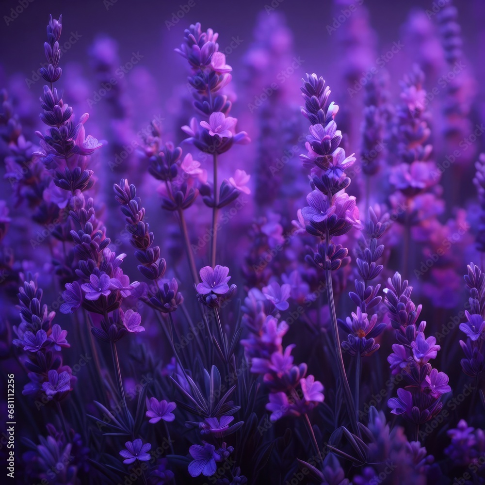 Obraz premium Generative AI The beauty of dandelion flowers, A close-up view of the beautiful lavender flower, Charming lavender flowers, purple lavender flowers in beautiful grass, Beautiful lavender fields