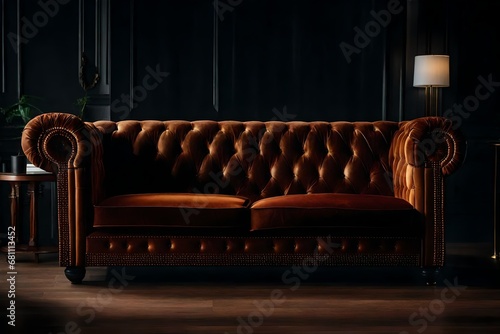 Stylish sofa on black