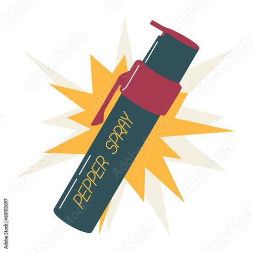 Pepper spray for self defense, vector illustration on the white background