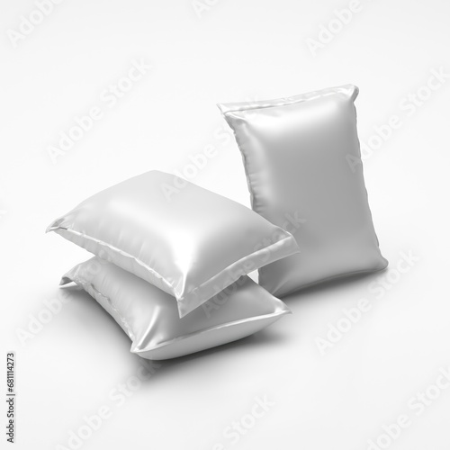White bags, sack on white background, 3d illustration photo