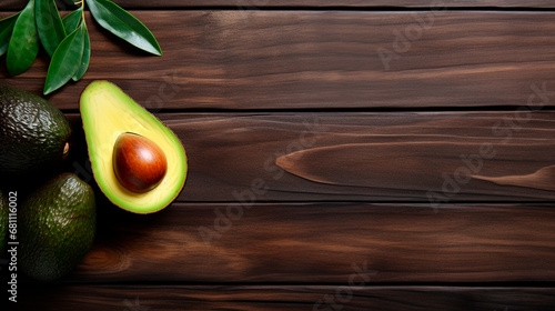 avocado on a wooden background. Generative AI,