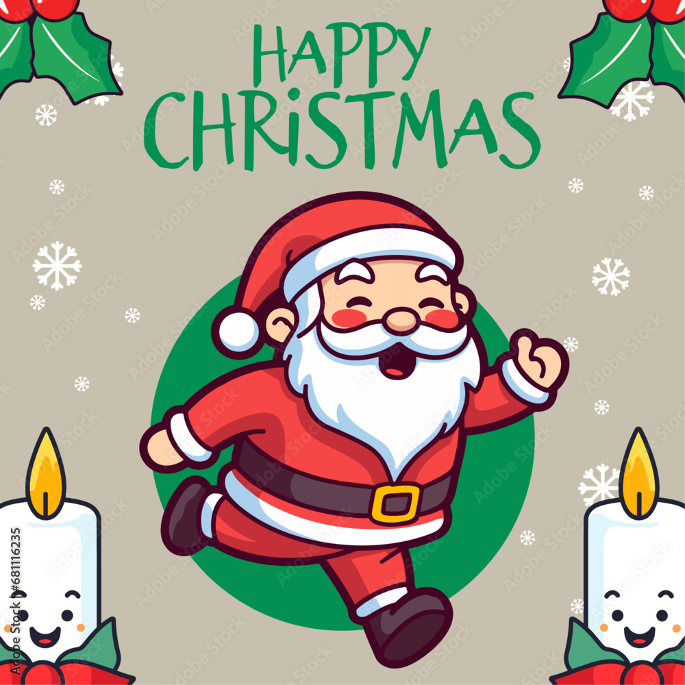 Celebrate the Winter Holiday with a Delightful Vector Santa Claus Running, A Christmas Cartoon for Children Celebrate the Winter Holiday with a Delightful Vector Santa Claus Running, A Christmas Cartoon for Children