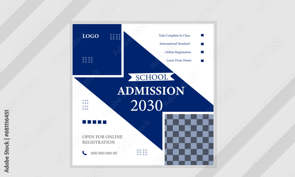 Obraz premium Back to school admission social media post banner design template.