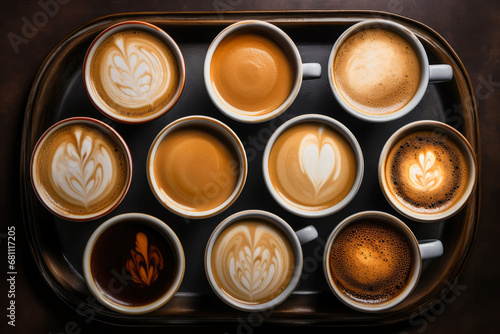 Arranged Coffee Cup Display with Centerpiece