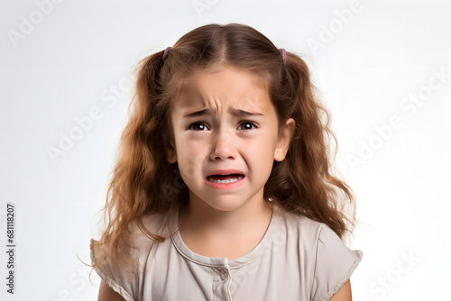 Portrait of beautiful crying little girl. 