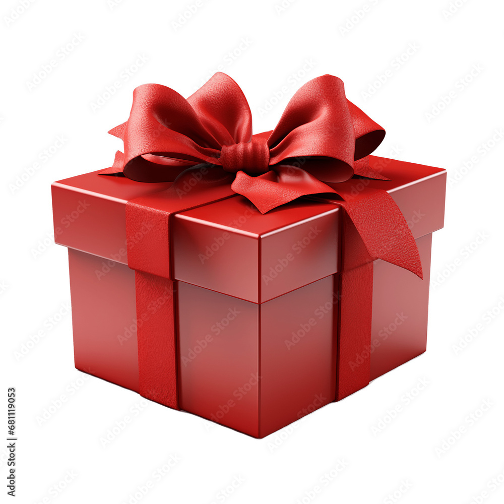 Red Gift Present Isolated on Transparent Background Generative AI Red Gift Present Isolated on Transparent Background Generative AI