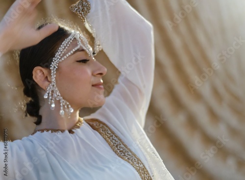 Woman arab dance closeup portrait