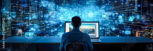 Menschen arbeiten mit KI und Big Data. Generiert mit KI