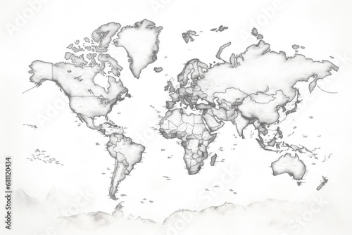 Monochrome World Map Silhouette