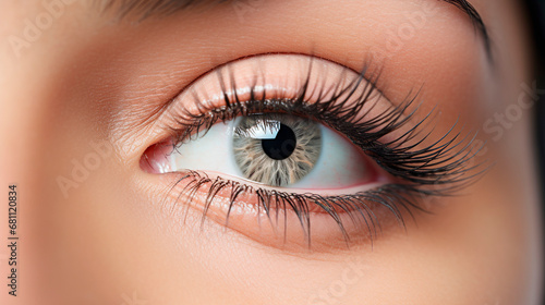 Beautiful female eye without makeup. Generative AI,