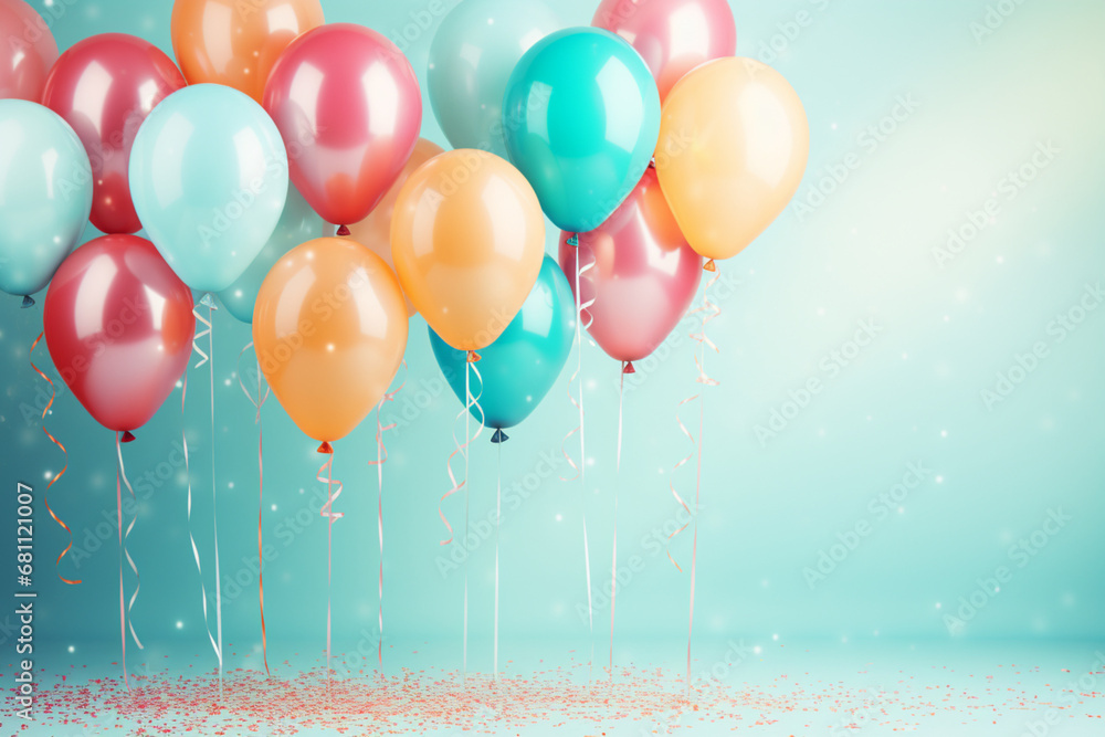 colorful balloons on blue background colorful balloons on blue background
